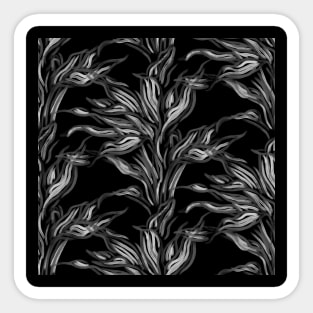 Black and White Funky Leaves Sticker